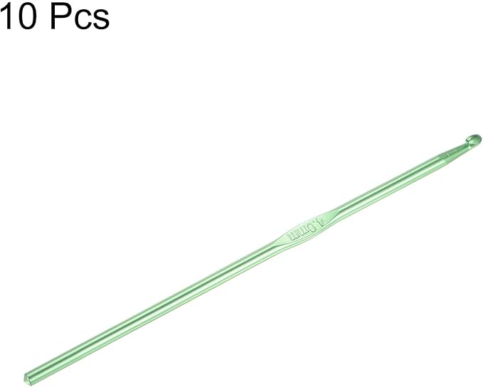 uxcell Aluminum Crochet Hook 4mm US Size G (Size 6) Knitting Needles for DIY Craft Yarn Green 10Pcs