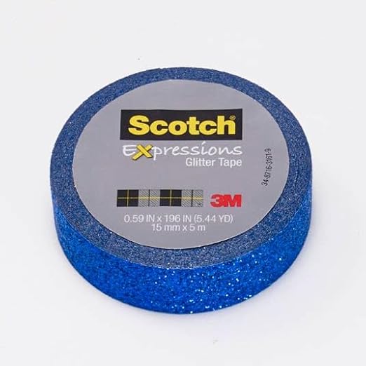 Scotch Expressions Glitter Washi Tape, Arts and Crafts Tape, .59 in x 196 in, Dark Blue Glitter, 6 Rolls