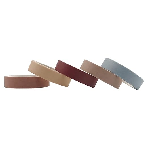 EnYan Solid Color Washi Tapes Set, 5 Rolls Basic Collection Decoration 10mm Wide Japanese Masking Decorative Tapes for Bullet Journal Planners DIY Crafts Arts Scrapbooking Adhesive