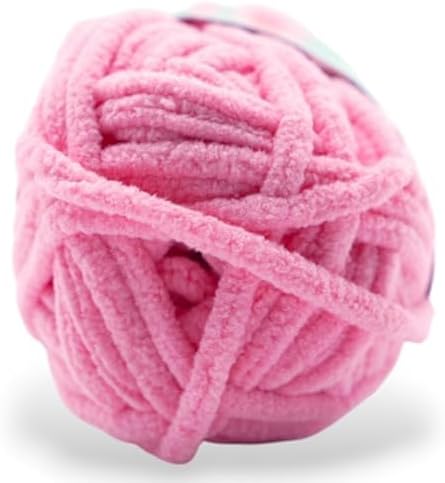 Size 6 Chenille Yarn 50g/32yds, 100% Polyester, Never Compressed to Keep Yarn Fluffy, 1 Pack, Each Skein - 1.76oz/50g, 32yds/35m, for Crocheting and Amigurumi, Sweet Pink, Color 25