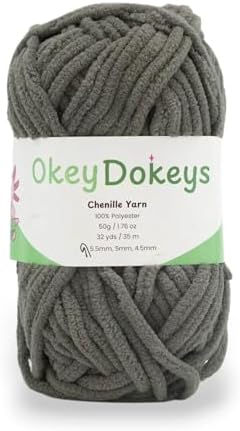 Mix and Match Colors, Automatic Discount at Checkout – Size 6 Chenille Yarn (50g 38yds) – for Crocheting and Knitting, Blankets, Plushies, Amigurumi, and Home Decor – Olive Green, Color 7