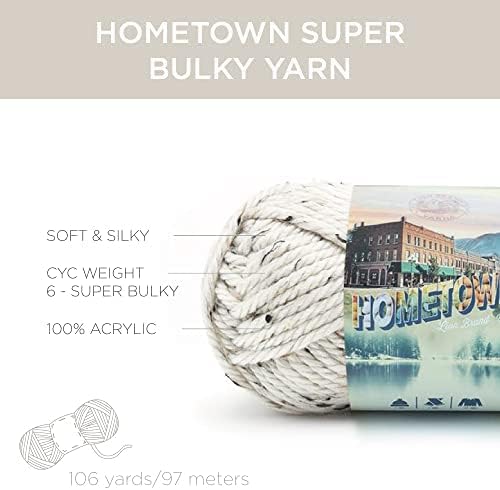 Lion Brand Hometown Yarn 2-Pack, Bulky Yarn for Knitting and Crocheting, Gray