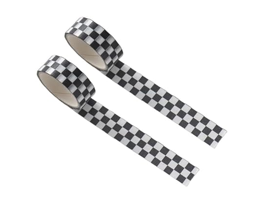 2Pcs Black White Decorative Washi Tape Compact Checkerboard Pattern Paper Tape DIY Fade-Resistant Arts Black and White Washi Tape and Crafts Tape Adhesives and Crafts Tape Arts
