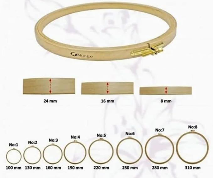 nurge premium quality 24 mm wood embroidery hoop, cross stitch hoop with gold plated adjustable brass screw (no:5)
