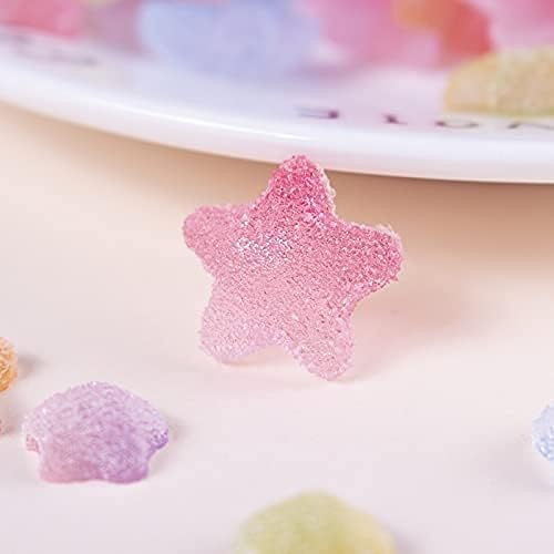 50 pcs Jelly Sugar Soft Candy Charms, DIY Craft Making Resin Jewelry Making Kit, 16mm Love Heart Resin Flatback Beads for Women DIY Scrapbooking Crafts Cell Phone Case Making