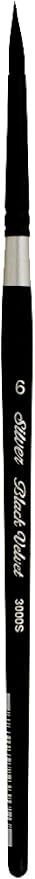 Silver Brush Limited 3000S-6 Black Velvet Round Paintbrush for Watercolor, Gouache, Inks, & Dyes, Size 6, Short Handle