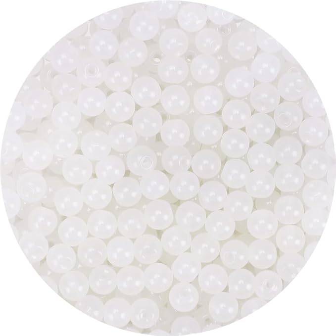 White Glass Beads for Crafts– Bright Color 8mm Crystal Glass Beads for Bracelets, Necklace & DIY Crafts