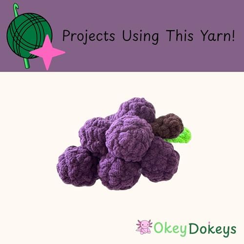 Size 6 Chenille Yarn 50g/32yds, 100% Polyester, Never Compressed to Keep Yarn Fluffy, 1 Pack, Each Skein - 1.76oz/50g, 32yds/35m, for Crocheting and Amigurumi, Grape Purple, Color 26