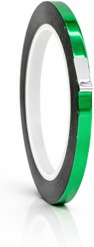 WOD MPFT2 Green Metalized Polyester Mylar Film Tape with Acrylic Adhesive, 1/4 inch x 72 yds. Vibrant Mirror Green Tape, Decor Tape for Detailing Accent Wall, Graphic Arts, Car and Boat Trim