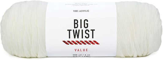 Big Twist Value Worsted Yarn, White, 3-Pack Bundles (1,140 Yards Total) - GUARANTEED MATCHING DYE LOT