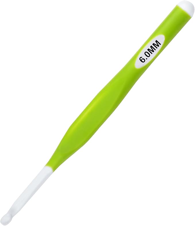 Hobekoee 6mm Crochet Hook,Extra Long Crochet Hooks with Soft Ergonomic Handle for Arthritic Hands,Multicolor Crochet Needles for Beginners and Experiencer