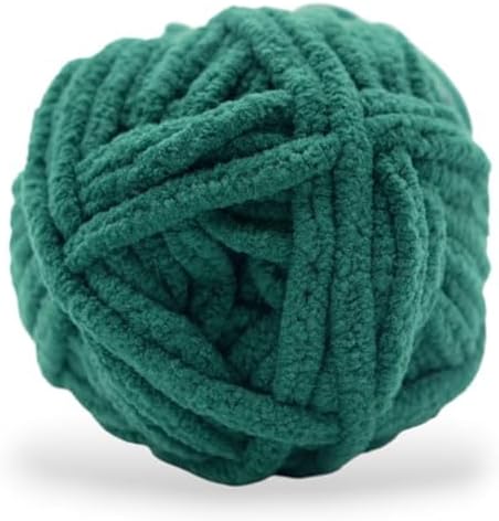 Size 6 Chenille Yarn 150g/96yds, 100% Polyester, Never Compressed to Keep Yarn Fluffy, 3 Packs, Each Skein - 1.76oz/50g, 32yds/35m, for Crocheting and Amigurumi, Deep Forest Green, Color 29