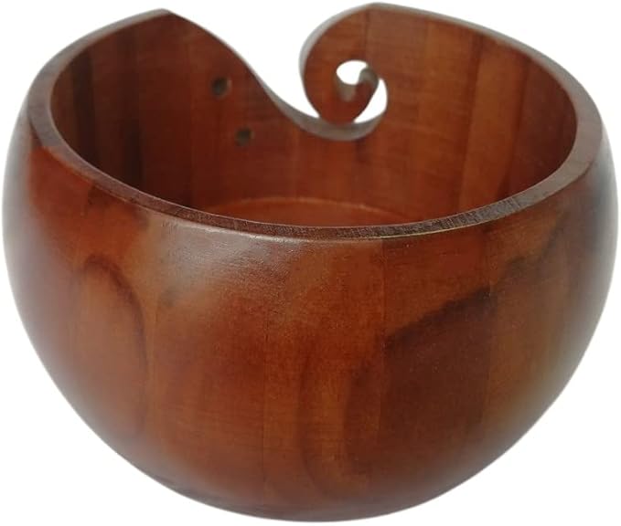 Wooden Handmade Knitting Bowls - Large Round Woven Wool Bowl for DIY Crocheting Home Decor & Needlework - 6 * 3.1 Inch