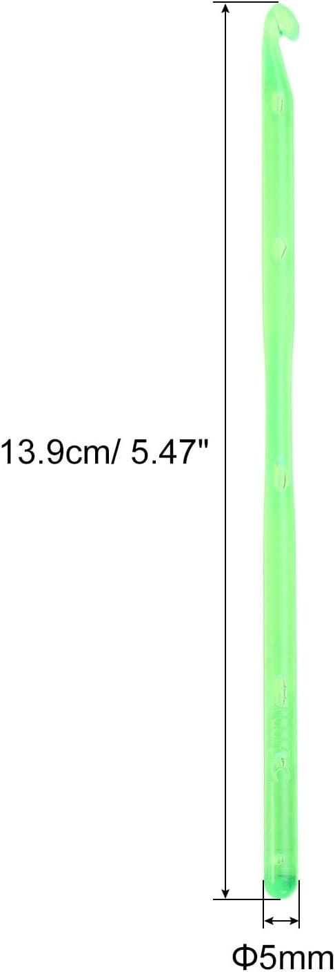 uxcell Crochet Hooks 5mm Ergonomic Knitting Needle Plastic Colorful Transparent Crochet Hooks for DIY Crocheting Yarn Blanket Carpet Weaving, Green
