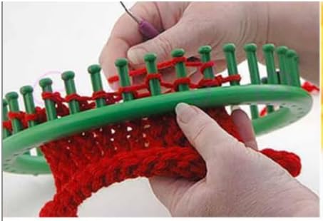 s & e teacher's edition round knitting loom set, round looms for knitting hat scarves socks, 9.5 inch diameter, 36 pegs, green.