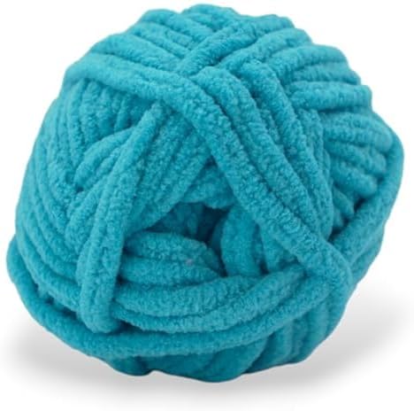 Size 6 Chenille Yarn 50g/32yds, 100% Polyester, Never Compressed to Keep Yarn Fluffy, 1 Pack, Each Skein - 1.76oz/50g, 32yds/35m, for Crocheting and Amigurumi, Klein Blue, Color 16