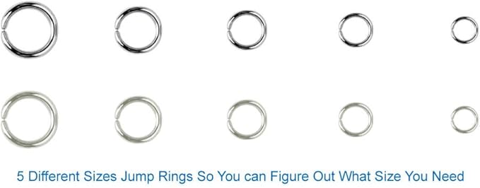 Anezus Jump Rings for Jewelry Making Supplies with Jump Ring Pliers (1200Pcs Dull Silver and Bright Silver)