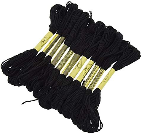 Black Embroidery Floss, 24 Skeins Embroidery Thread Friendship Bracelet String, Cross Stitch Threads Hair Wrap Yarn