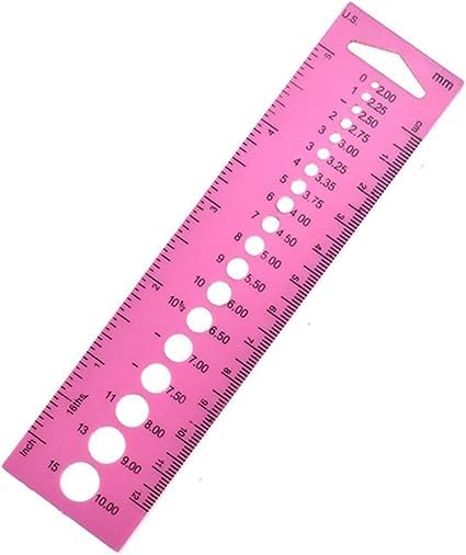 Pink Measure Ruler, Plastic Inch All in One Crochet Hook Craft for Knitting Needles Sewing Ruler Needle Gauge Sewing Arts, Crafts and Sewing