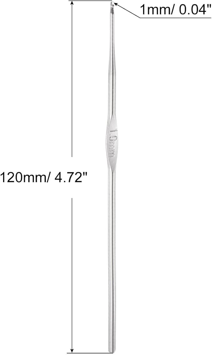 uxcell 20Pcs Crochet Hook Stainless Steel 1.0mm US Size 12 Metal Knitting Needles for DIY Craft Lace Yarn