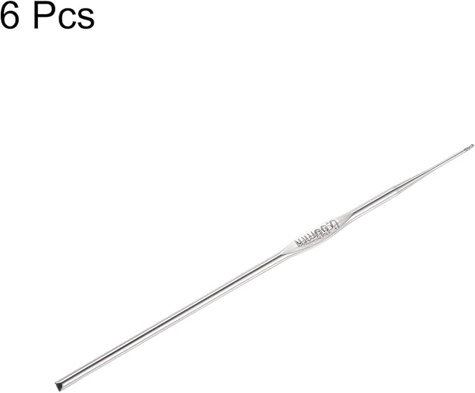 uxcell Stainless Steel Crochet Hook 0.6mm Knitting Needles for DIY Craft Yarn 6Pcs