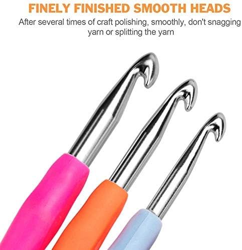Large Crochet Hooks, BCMRUN Size 6.5mm(K)-10.0mm(P) Crochet Hooks Knitting Needles Set Ergonomic Grip Soft Handles Crochet Hook,Large-Eye Blunt Needles,Stitch Marker, Tape Measure in Case