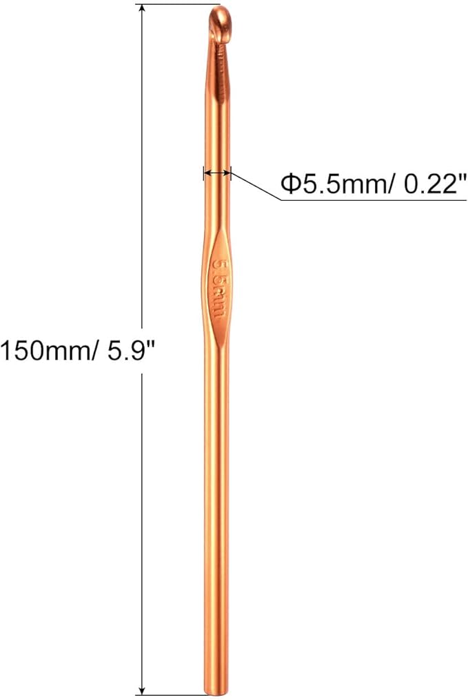 uxcell 20Pcs Aluminum Crochet Hook 5.5mm US Size I (Size 9) Knitting Needles for DIY Craft Yarn Rose Gold Tone