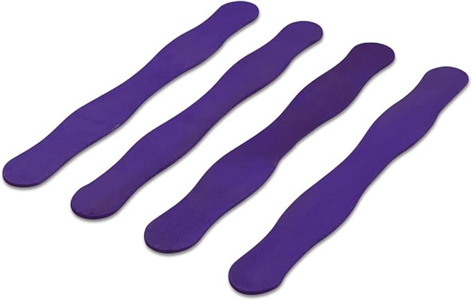 Wooden Purple 8" Fan Handles, Wedding Programs, Paint Mixing, Pack 50, Jumbo Craft Popsicle Sticks for Auction Bid Paddles, Wooden Wavy Flat Stems for Any DIY Crafting Supplies Kit, by Woodpeckers