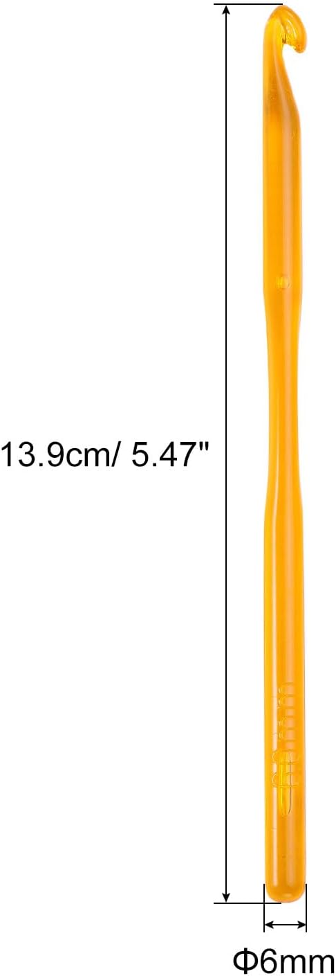 uxcell Crochet Hooks 6mm Ergonomic Knitting Needle Plastic Colorful Transparent Crochet Hooks for DIY Crocheting Yarn Blanket Carpet Weaving, Orange
