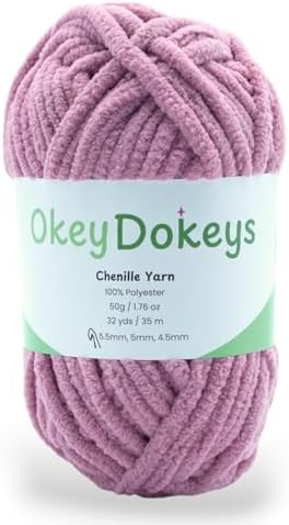 Size 6 Chenille Yarn 50g/32yds, 100% Polyester, Never Compressed to Keep Yarn Fluffy, 1 Pack, Each Skein - 1.76oz/50g, 32yds/35m, for Crocheting and Amigurumi, Old Pink, Color 27