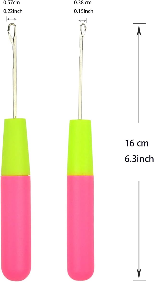 2 Pcs Hair Braiding Tools Set, Latch Hook Crochet Needles with 30 Pcs Metal Hair Braiding Decoration Rings for Hair Extensions, Braids and Dreadlocks Styling