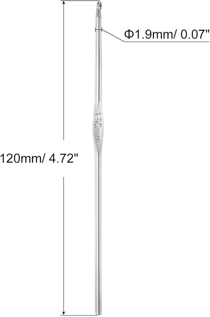 uxcell 20Pcs Crochet Hook Stainless Steel 1.9mm US Size 5 Metal Knitting Needles for DIY Craft Lace Yarn