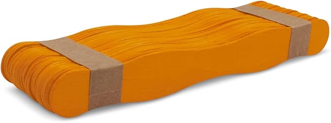 Wooden Yellow-Orange 8" Fan Handles, Wedding Programs, Paint Mixing, Pack 50 Jumbo Craft Popsicle Sticks for Auction Bid Paddles, Wooden Wavy Flat Stems for DIY Crafting Supplies Kit, by Woodpeckers