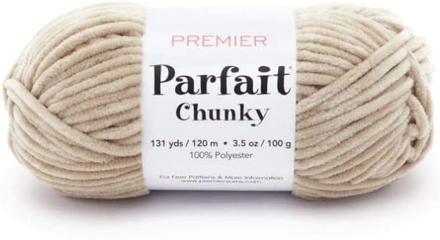 Premier Yarns Parfait Chunky Chenille Yarn 3.5 Oz 6 Super Bulky Weight 3 Pack Bundle with Bella's Stitch Place Holders (Toffee)