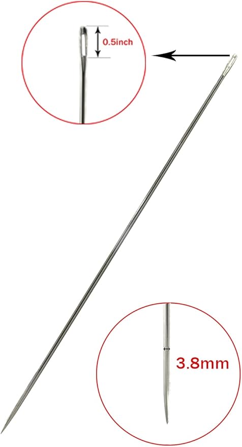 12" Upholstery Large Eye Long Needle Apply to Home or Work Hand Sewing Tapestry Embroidery (12 inch + 2 Leather)