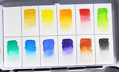 Mungyo Professional Half Pan Size Water Colors Set in Tin Case/Integral Mixing Palette in The lid (12 Colors)
