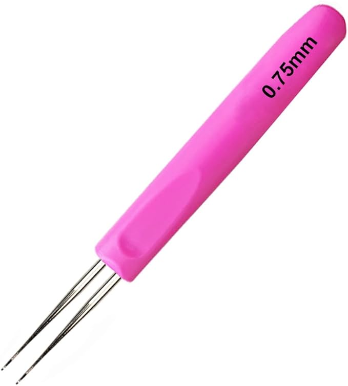 Weabetfu Dreadlocks Crochet Hooks with Ergonomic Handle,Dreadlock Needle Tool for Craft,Dreadlock Crochet Hook for Hair 0.75mm 2 Hook