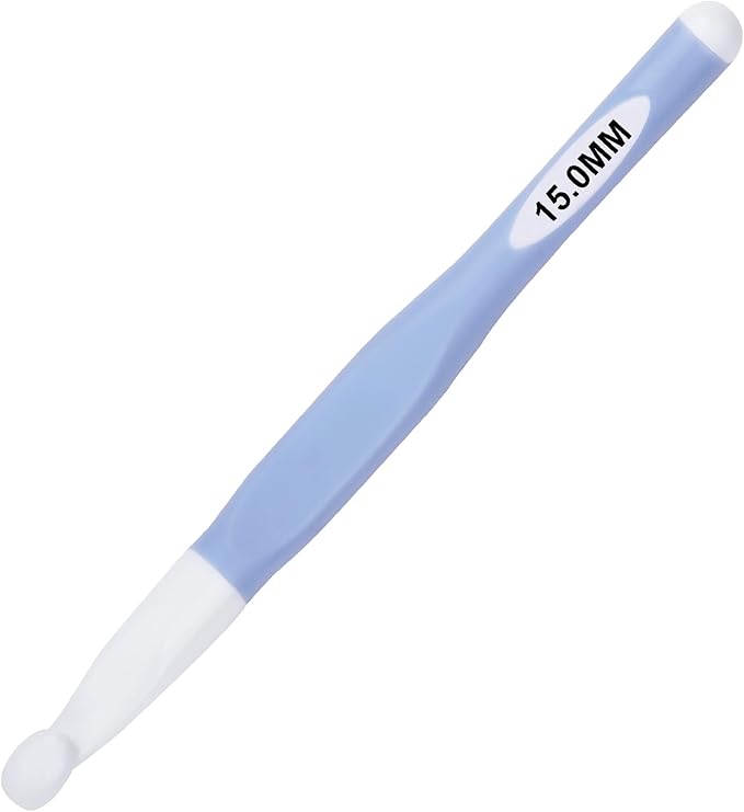 Hobekoee 15mm Large Crochet Hook,Big Crochet Hooks for Chunky Yarn,Extra Long Crochet Hooks with Soft Ergonomic Handle for Crocheting Yarn,Wool Roving