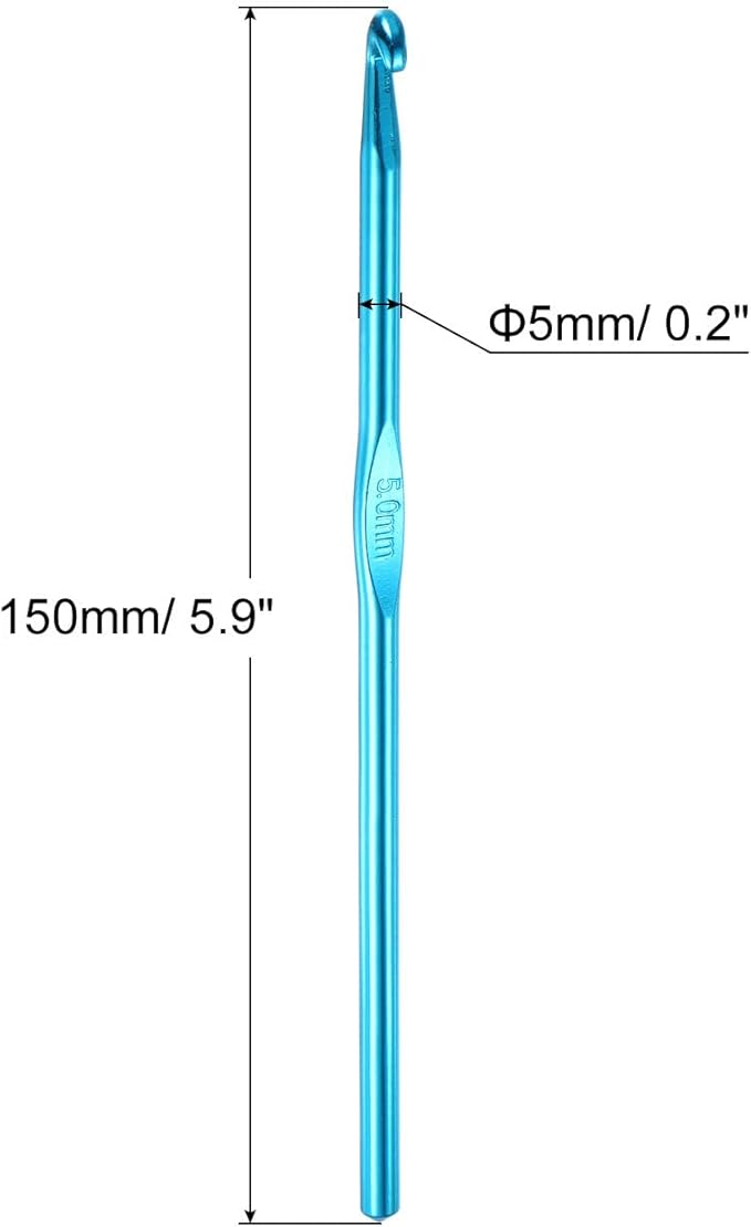 uxcell 20Pcs Aluminum Crochet Hook 5.0mm US Size H (Size 8) Knitting Needles for DIY Craft Yarn Blue