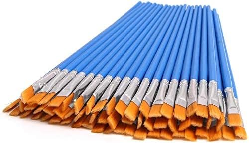 DECYOOL 60 Pcs Paint Brushes Set Nylon Flat Hair Small Oil Watercolor Artist Painting Kits Bulk for Acrylic Painting