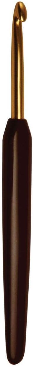 KnitPro Gold Aluminum Single-Ended Crochet Hook with Black Soft Handle | 2.75mm