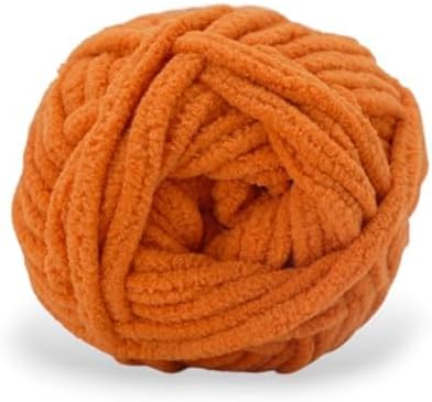 Size 6 Chenille Yarn 50g/32yds, 100% Polyester, Never Compressed to Keep Yarn Fluffy, 1 Pack, Each Skein - 1.76oz/50g, 32yds/35m, for Crocheting and Amigurumi, Pumpkin Orange, Color 9