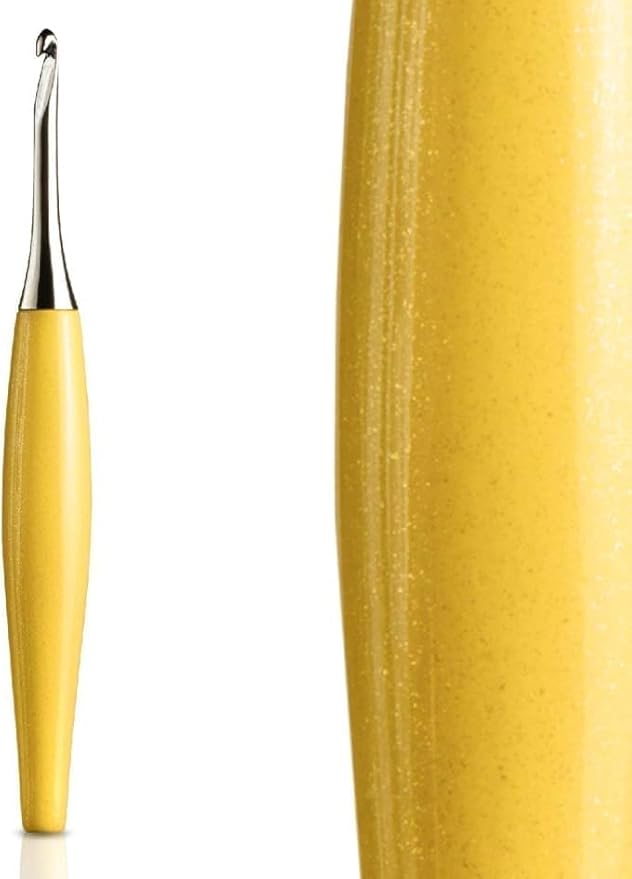 Furls Crochet Hook, Odyssey Yellow, Nickel Plated Tip for Effortless Glide, Ergonomic Handle Crochet Hooks 7" (Yellow Odyssey, M - 8.00MM)