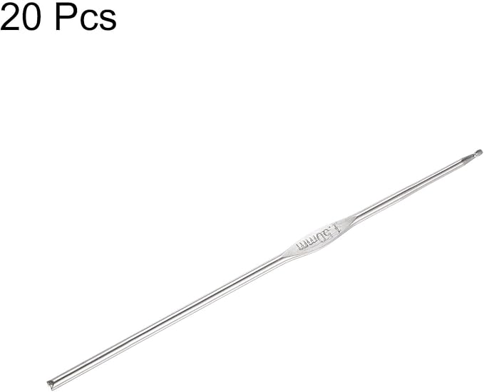 uxcell 20Pcs Crochet Hook Stainless Steel 1.5mm US Size 8 Metal Knitting Needles for DIY Craft Lace Yarn