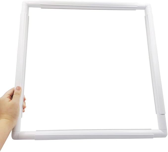 17 x 17 plastic cross stitch frame square embroidery hoop white diy sewing tools sewing hoop handhold craft clip embroidery snap frame hoop for cross stitching quilting (17 x 17)