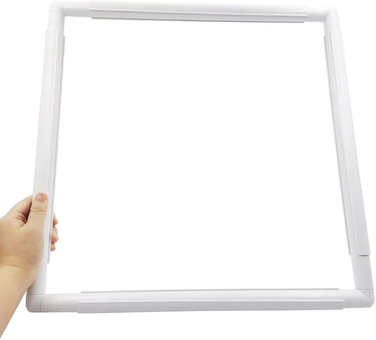 17 x 17 plastic cross stitch frame square embroidery hoop white diy sewing tools sewing hoop handhold craft clip embroidery snap frame hoop for cross stitching quilting (17 x 17)