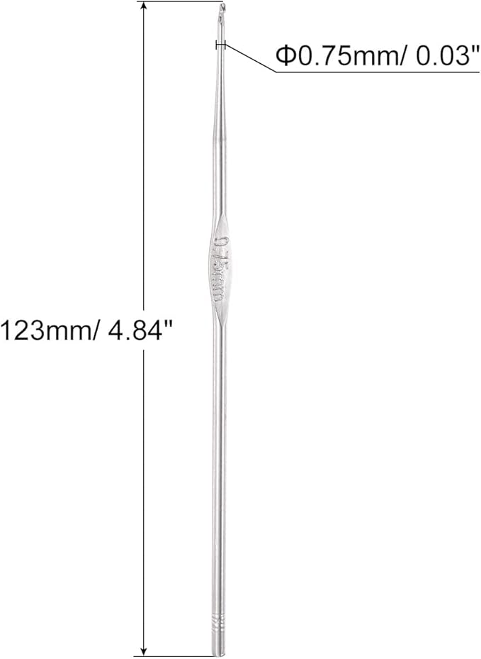 uxcell Stainless Steel Crochet Hook 0.75mm US Size 14 Knitting Needles for DIY Craft Yarn 6Pcs