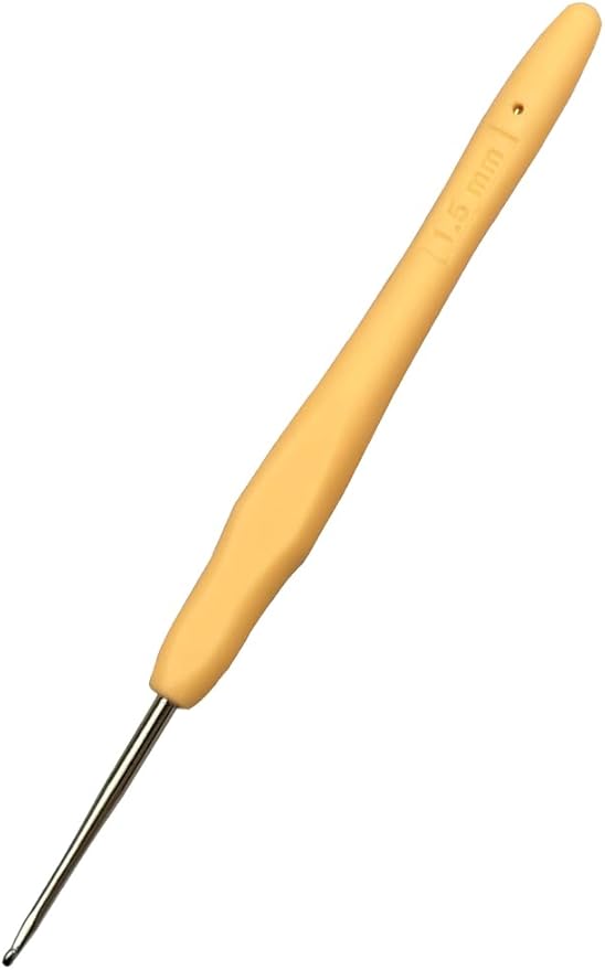 Hobekoee 1.5mm Lace Crochet Hook Ergonomic Handle for Arthritic Hands Soft & Smooth Knitting Needles for Beginners and Crocheting Yarn