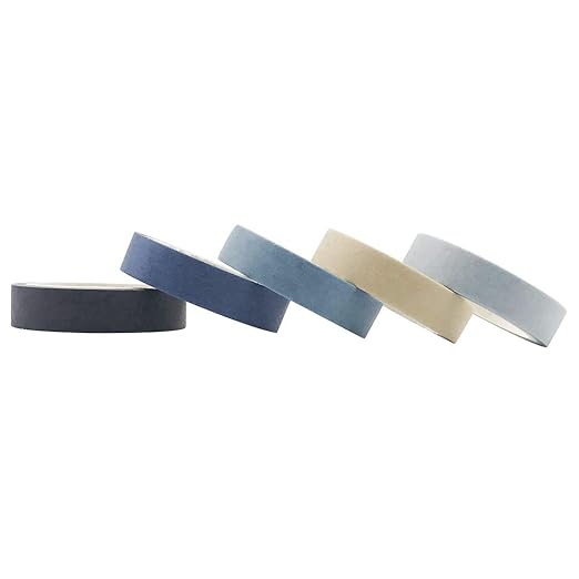 EnYan Solid Color Washi Tapes Set, 5 Rolls Basic Collection Decoration 10mm Wide Japanese Masking Decorative Tapes for Bullet Journal Planners DIY Crafts Arts Scrapbooking Adhesive