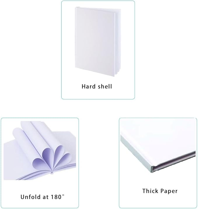 12PCS 7x10 Inch White Blank Books 160GSM Blank Hardcover Book to Write Stories Hardcover Sketchbooks for Students DIY Make Your Own Book Blank inside 48 Pages